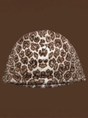 CHEATER BEANIE hand stitched beanie with cheetah faux fur design - SMALL